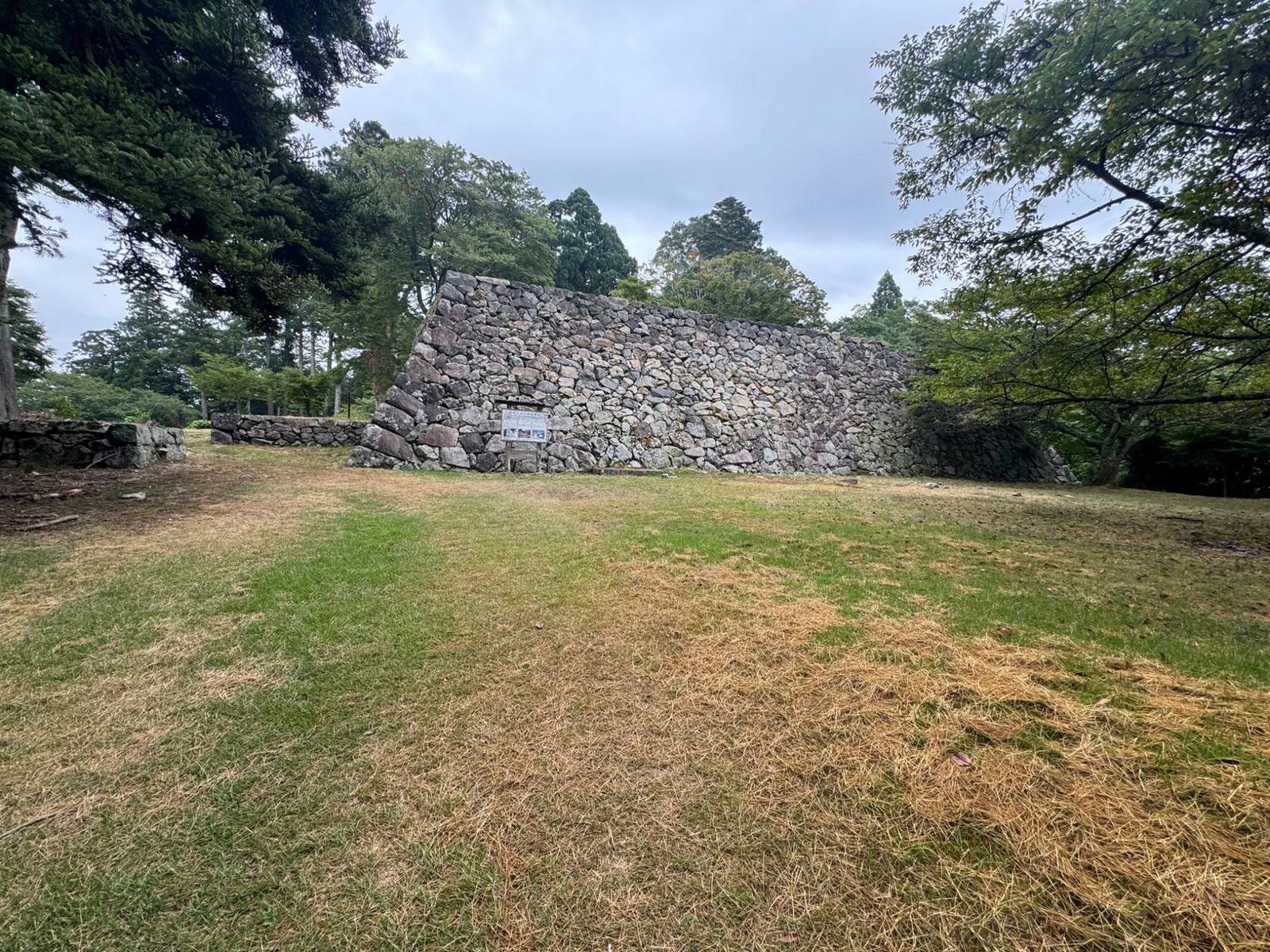 The long stone walls of Takatori Castle's upper enclosures